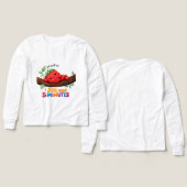 Cute Sleeping Strawberry Girls’ Long Sleev tshirt (Design Vorderseite & Rückseite)