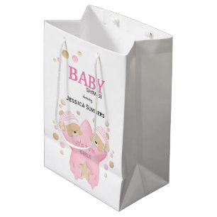 Cute Sleeping Teddy Bear Twin Baby Girls Shower Me Mittlere Geschenktüte