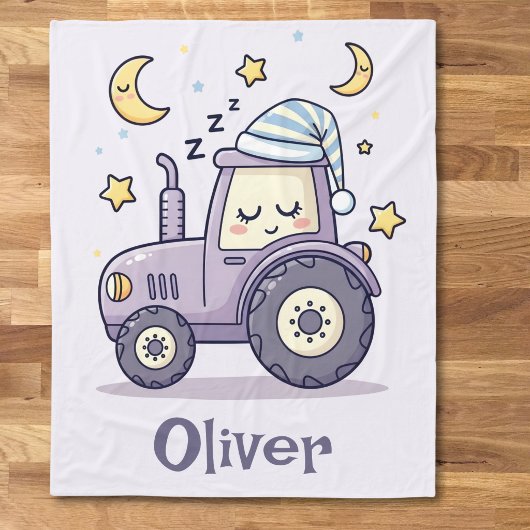 Cute Sleeping Tractor Fleecedecke