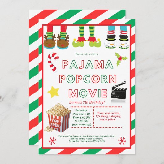 Cute Sleepover Birthday Party Invitation for Kids Einladung (Vorne/Hinten)