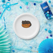 Cute Sleepy Black Cat on a Pumpkin Halloween Essen Pappteller (Party)