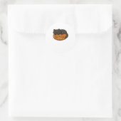 Cute Sleepy Black Cat on a Pumpkin Halloween Essen Runder Aufkleber (Tasche)