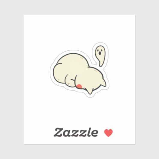 Cute Sleepy Blob Ghost Sticker (Blatt)