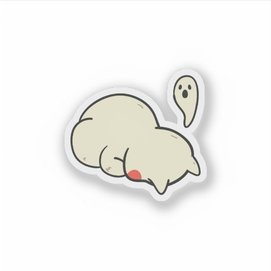 Cute Sleepy Blob Ghost Sticker (Vorderseite)
