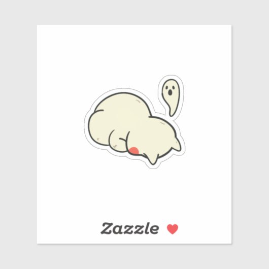 Cute Sleepy Blob Ghost Sticker (Blatt)