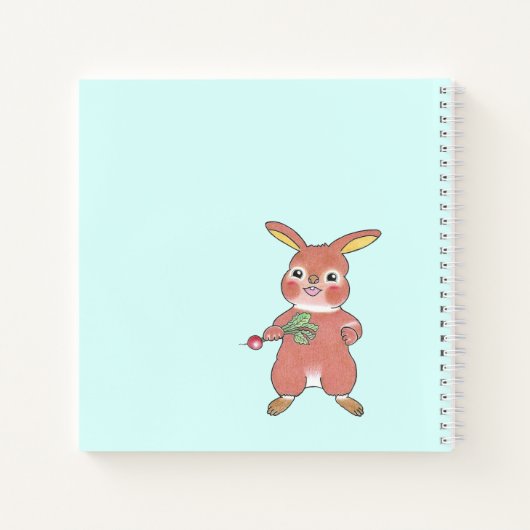 Cute Sleepy Bunny blue Square Custom Notebook Notizblock (Rückseite)