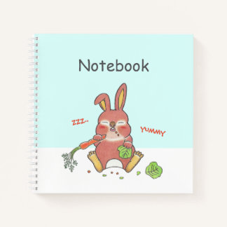 Cute Sleepy Bunny blue Square Custom Notebook Notizblock