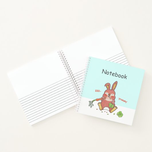 Cute Sleepy Bunny blue Square Custom Notebook Notizblock (Innenseite)