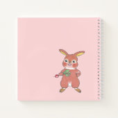 Cute Sleepy Bunny Pink Square Custom Notebook Notizblock (Rückseite)