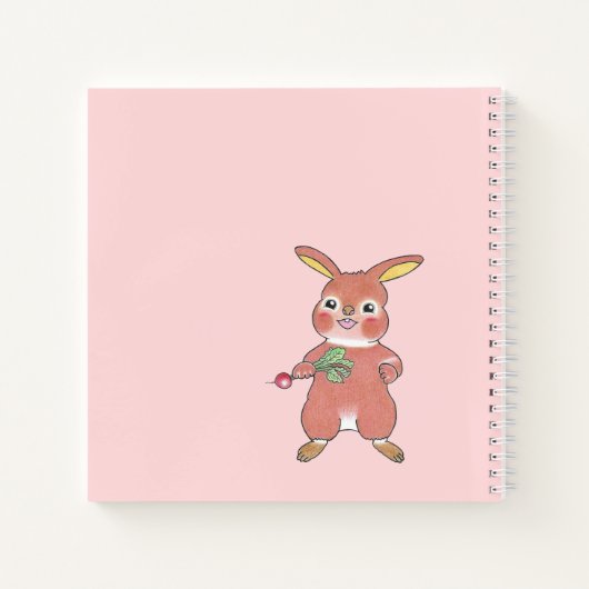 Cute Sleepy Bunny Pink Square Custom Notebook Notizblock (Rückseite)