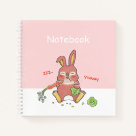 Cute Sleepy Bunny Pink Square Custom Notebook Notizblock