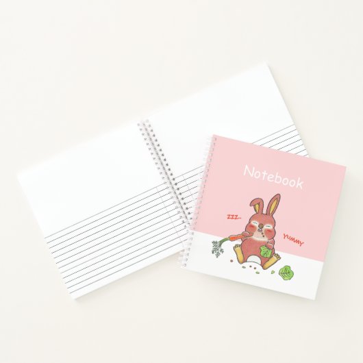 Cute Sleepy Bunny Pink Square Custom Notebook Notizblock (Innenseite)