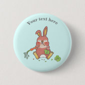 Cute Sleepy Bunny Rabbit Blue Button (Vorderseite)