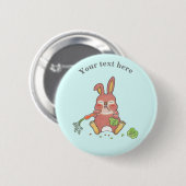 Cute Sleepy Bunny Rabbit Blue Button (Vorne & Hinten)