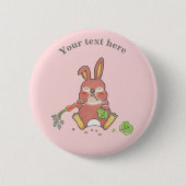 Cute Sleepy Bunny Rabbit Pink Button (Vorderseite)