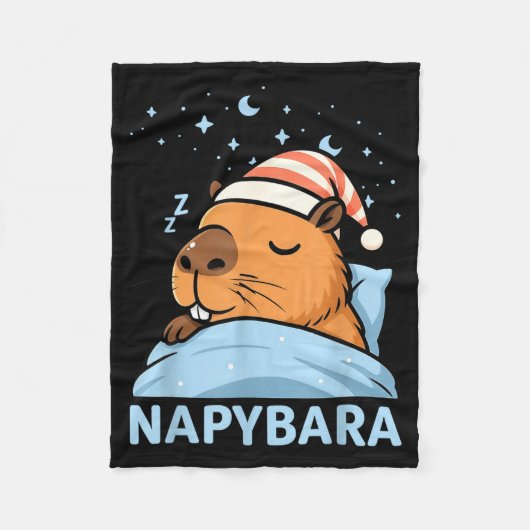 Cute Sleepy Capybara Funny Napybara Pajamas Fleecedecke (Vorderseite)