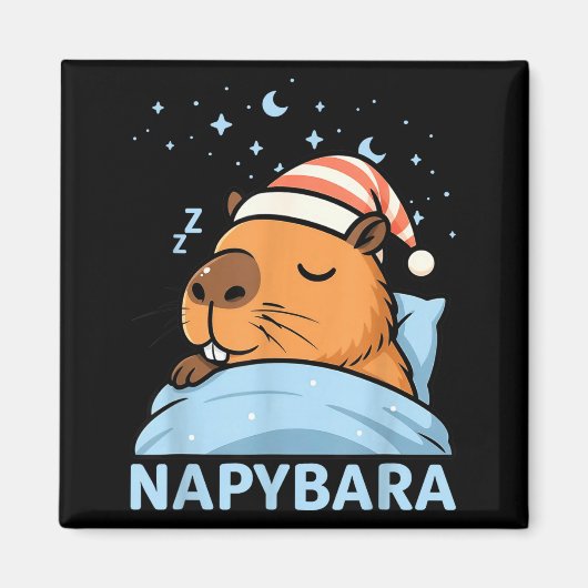 Cute Sleepy Capybara Funny Napybara Pajamas Magnet (Vorne)