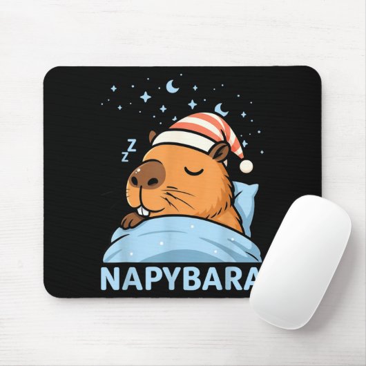 Cute Sleepy Capybara Funny Napybara Pajamas Mousepad (Mit Mouse)