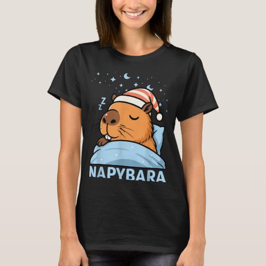 Cute Sleepy Capybara Funny Napybara Pajamas T-Shirt (Vorderseite)