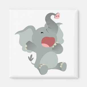 Cute Sleepy Cartoon Elephant Magnet
