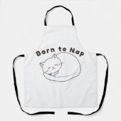 Cute Sleepy Cat “Born to Nap” Line Art Design Schürze (Vorderseite)
