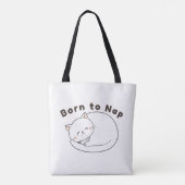 Cute Sleepy Cat “Born to Nap” Line Art Design Tasche (Rückseite)
