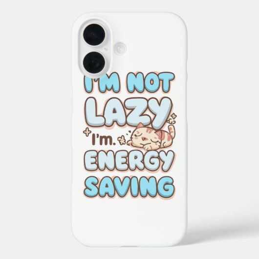 Cute Sleepy Cat "Energy Saving" Quote Case-Mate iPhone Hülle (Rückseite)