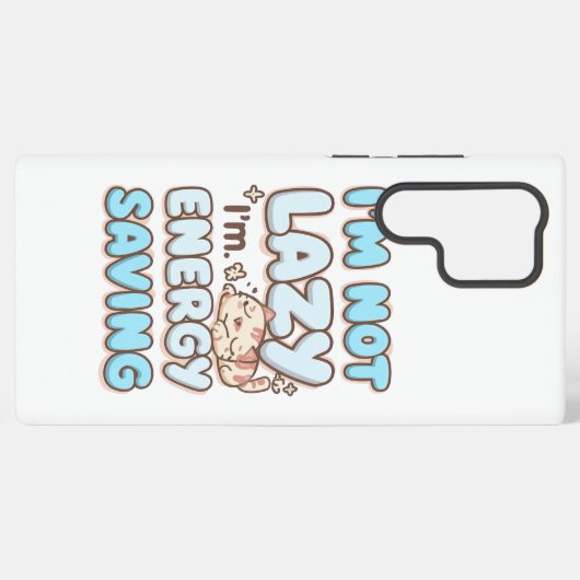 Cute Sleepy Cat "Energy Saving" Quote Samsung Galaxy Hülle (Rückseite (Horizontal))