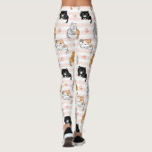 Cute Sleepy Cat & Paws, Men Women & Kids, Cat Fan Leggings (Rückseite)