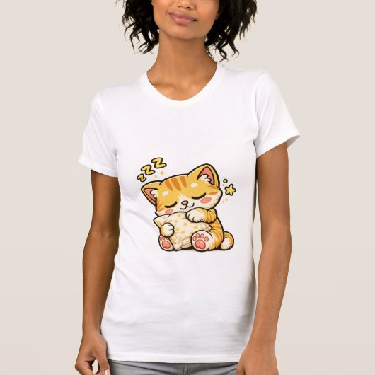 Cute Sleepy Cat Pillow T-Shirt (Vorderseite)