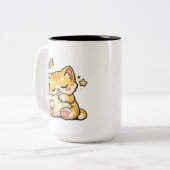 Cute Sleepy Cat Pillow Zweifarbige Tasse (Vorderseite Links)