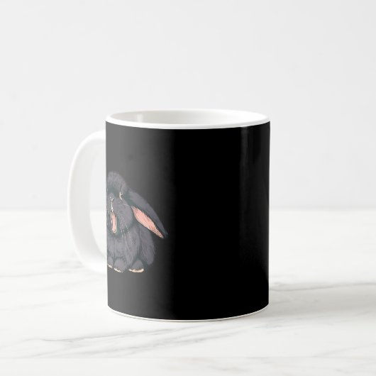 Cute Sleepy Holland Lop Rabbit Yawn Black Bunny Wa Kaffeetasse (Vorderseite Links)