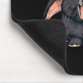 Cute Sleepy Holland Lop Rabbit Yawn Black Bunny Wa Mousepad (Ecke)