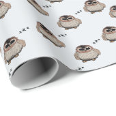 Cute Sleepy Owl Pattern Wrapping Paper Geschenkpapier (Rolleneckpunkt)