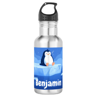 Cute Sleepy Penguin, Personalized Water Bottle Edelstahlflasche