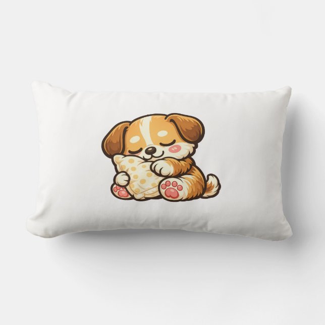 Cute Sleepy Puppy with Pillow Lendenkissen (Vorderseite)