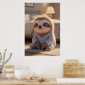 Cute Sleepy Sloth Pajamas Art Poster (Küche)