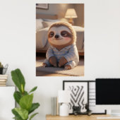 Cute Sleepy Sloth Pajamas Art Poster (Heimbüro)