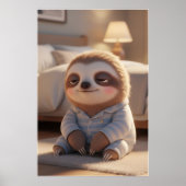 Cute Sleepy Sloth Pajamas Art Poster (Vorne)