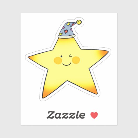 Cute Sleepy Star Cartoon Illustration Aufkleber (Blatt)