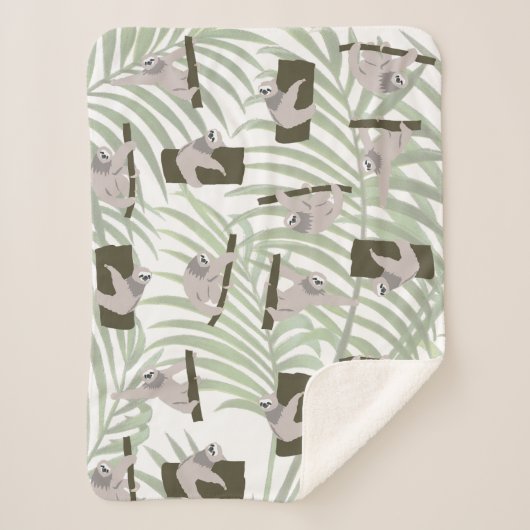 Cute Sloth Animal Pattern in Wild Forest Sherpadecke (Vorderseite)