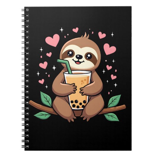 Cute Sloth Boba Bubble Milk Tea Kawaii Women Girls Notizblock (Vorderseite)