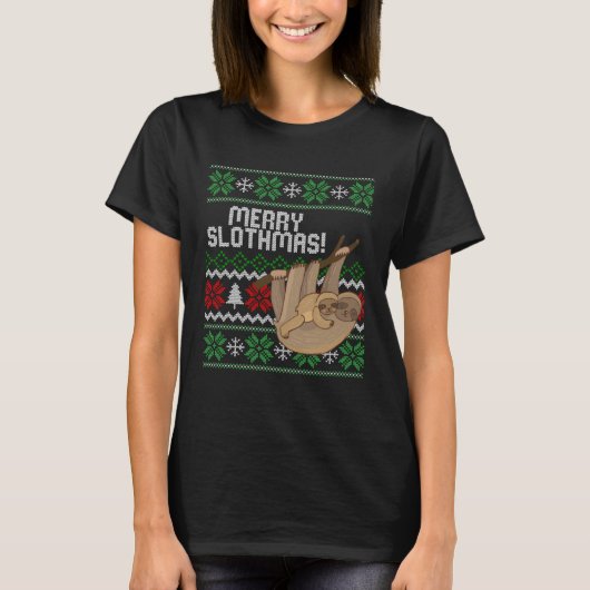 Cute sloth Christmas Merry sloths ugly T-Shirt (Vorderseite)