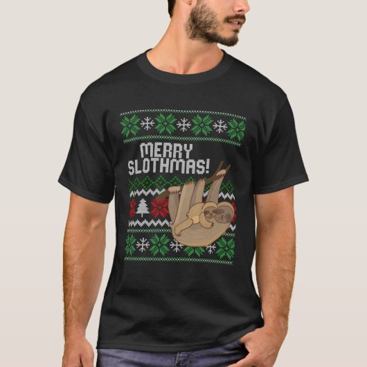 Cute sloth Christmas Merry sloths ugly T-Shirt (Vorderseite)