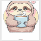 Cute Sloth Coffee Lover Shirt � Funny Fueled by Co Aufkleber (Blatt)