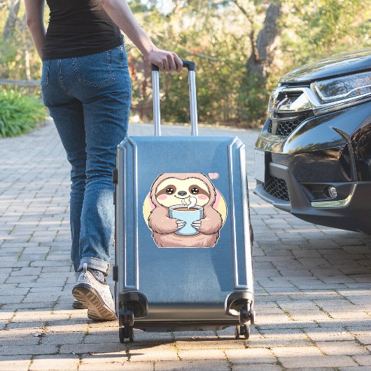 Cute Sloth Coffee Lover Shirt � Funny Fueled by Co Aufkleber (Koffer Insitu)