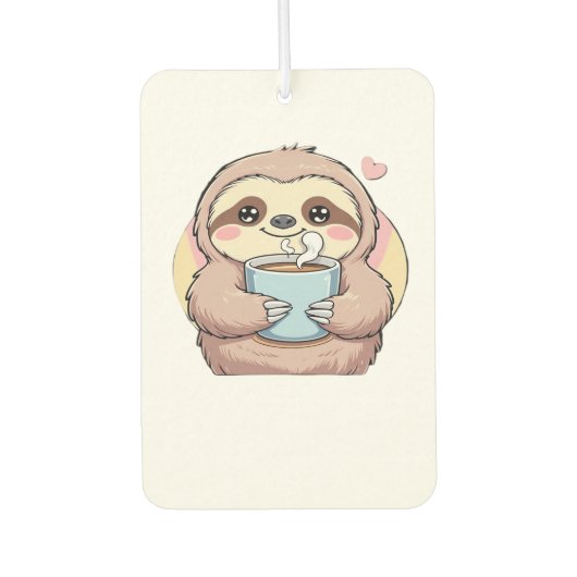 Cute Sloth Coffee Lover Shirt � Funny Fueled by Co Autolufterfrischer (Vorderseite)