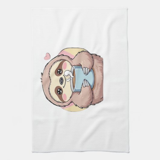 Cute Sloth Coffee Lover Shirt � Funny Fueled by Co Geschirrtuch (Vertikal)