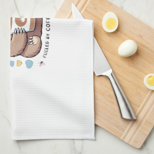 Cute Sloth Coffee Lover Shirt � Funny Fueled by Co Geschirrtuch (Viertel Falte)