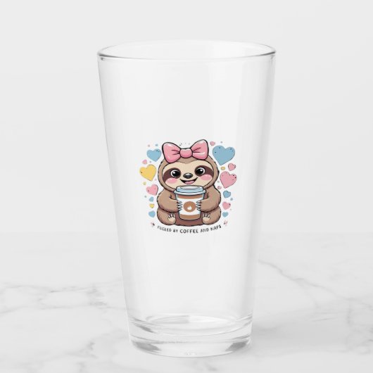 Cute Sloth Coffee Lover Shirt � Funny Fueled by Co Glas (Vorderseite)